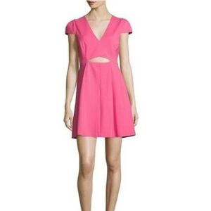 Halston Heritage hot pink cutout dress